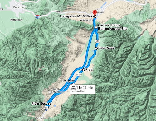 map of paradise valley scenic loop in montana