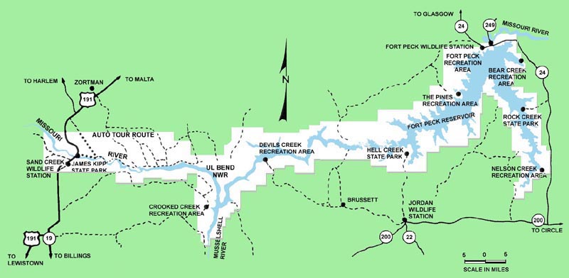 Charles M Russell National Wildlife Refuge Road map