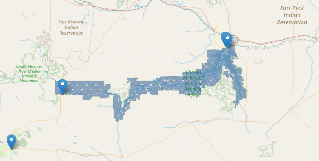 charles m russell national wildlife refuge map boundary