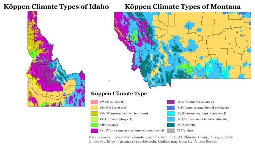 montana vs idaho weather