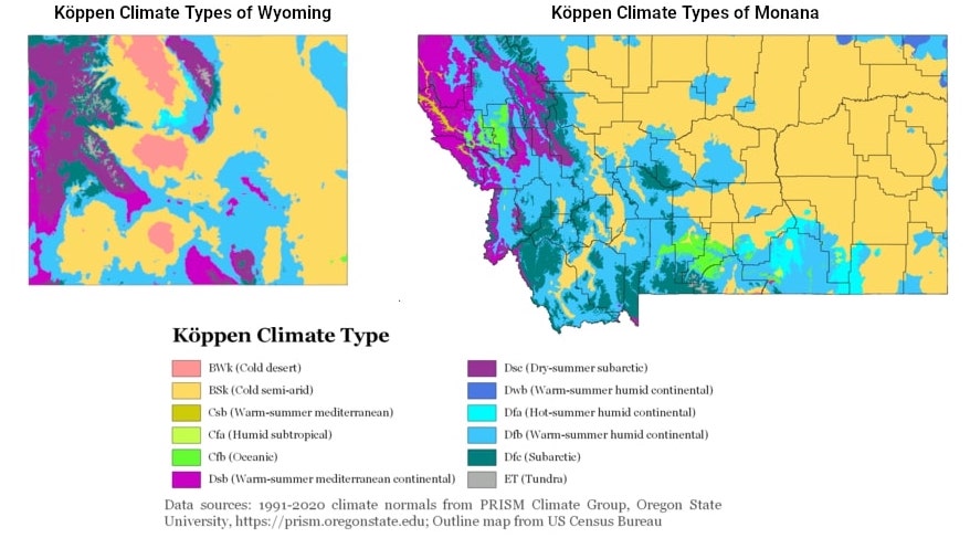 wyoming vs montana weather