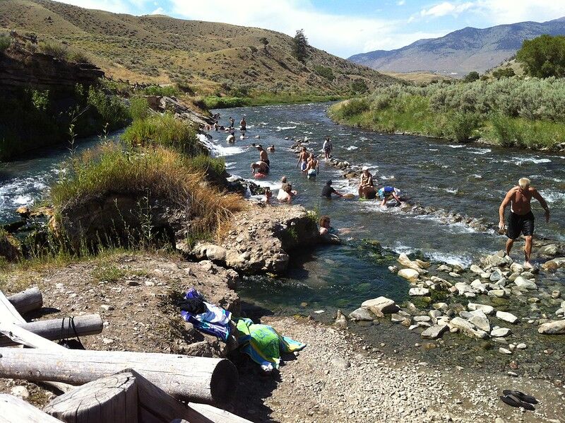 hot springs near bozeman montana boiling river