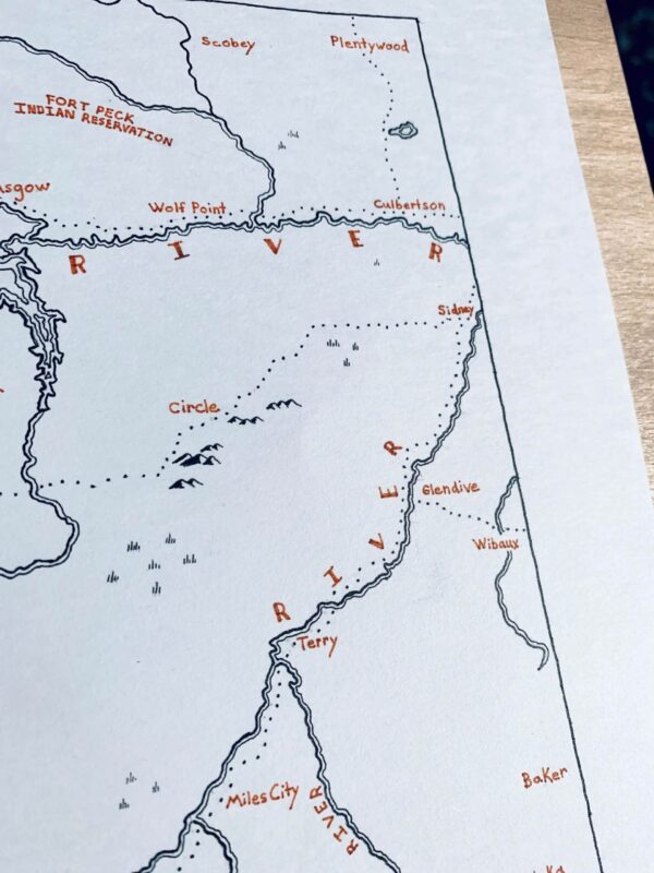 montana beyond hand drawn montana map