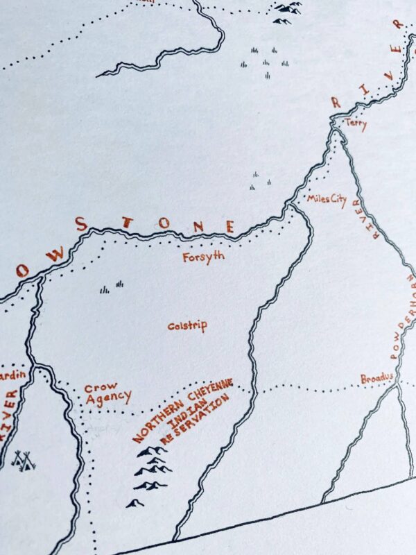 montana beyond hand drawn montana map