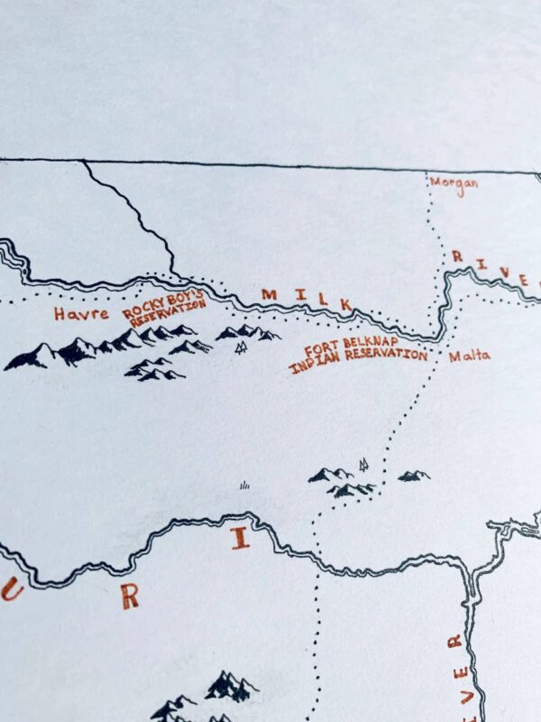 montana beyond hand drawn montana map