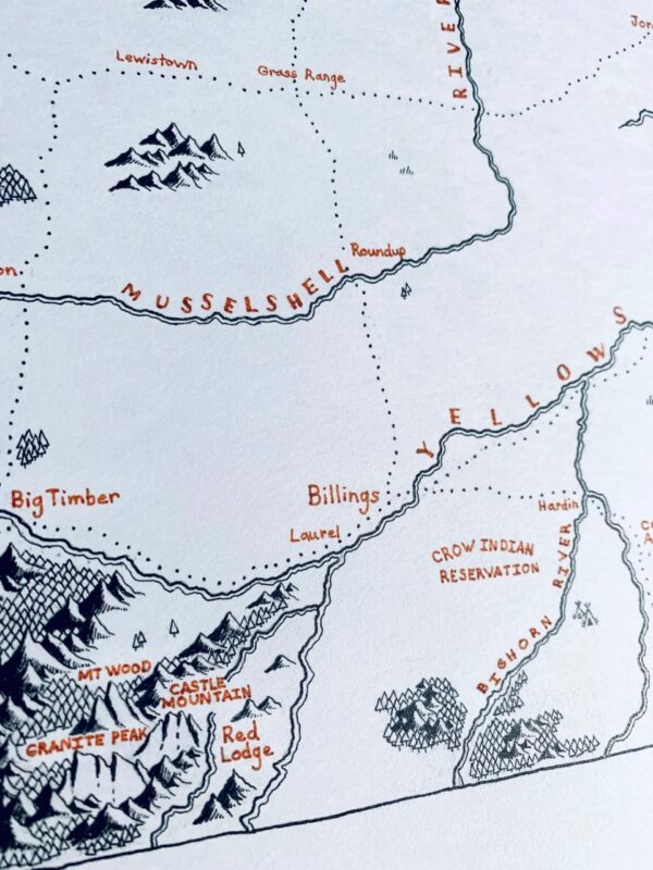 montana beyond hand drawn montana map