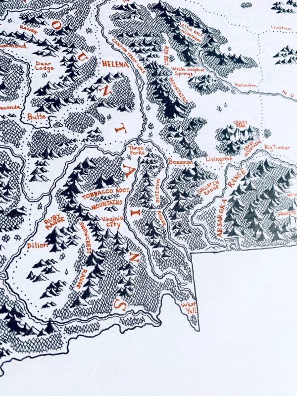 montana beyond hand drawn montana map