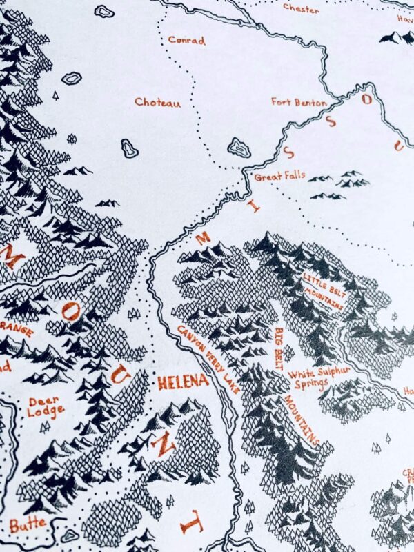 montana beyond hand drawn montana map