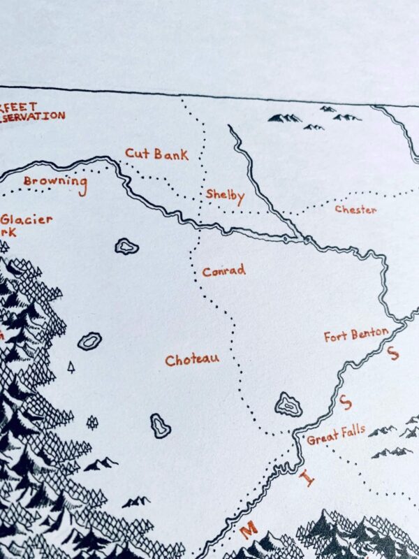 montana beyond hand drawn montana map