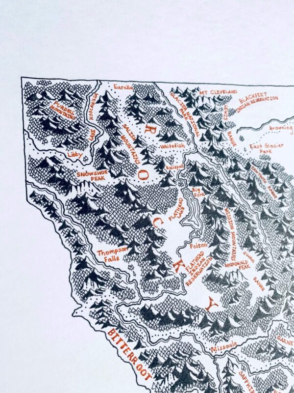 montana beyond hand drawn montana map