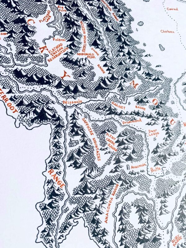 montana beyond hand drawn montana map