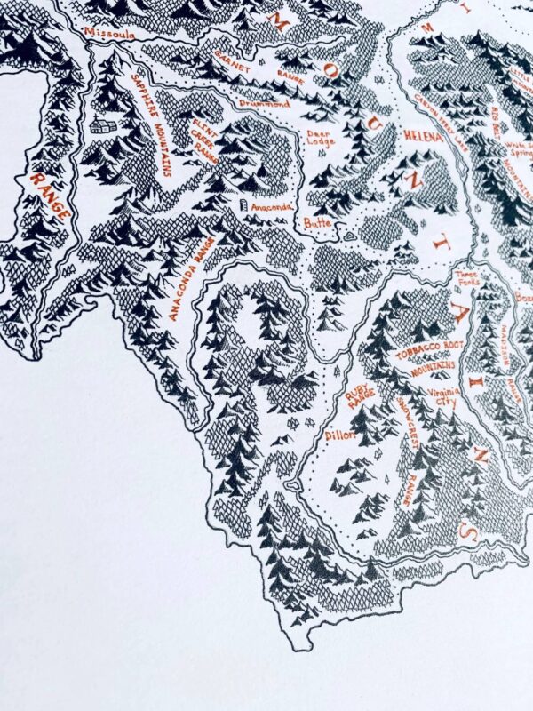 montana beyond hand drawn montana map