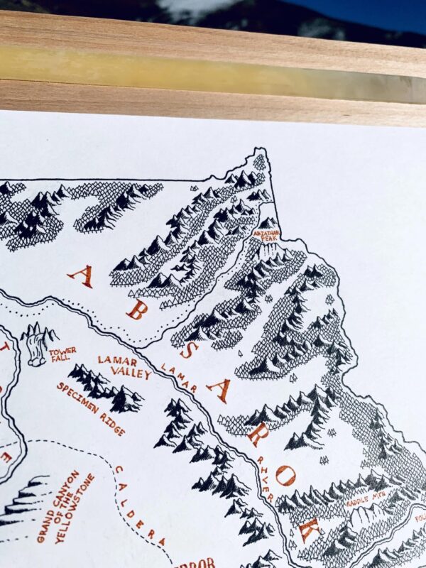 montana beyond hand drawn yellowstone national park map