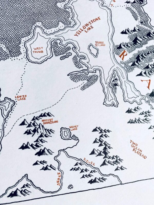 montana beyond hand drawn yellowstone national park map