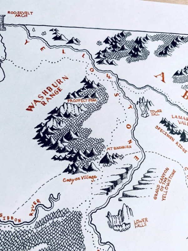 montana beyond hand drawn yellowstone national park map