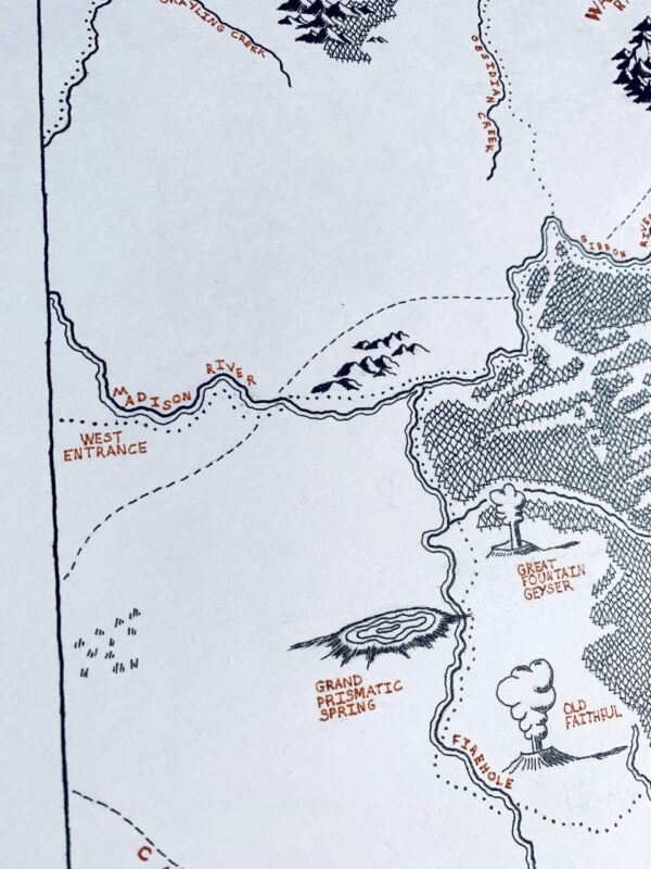 montana beyond hand drawn yellowstone national park map