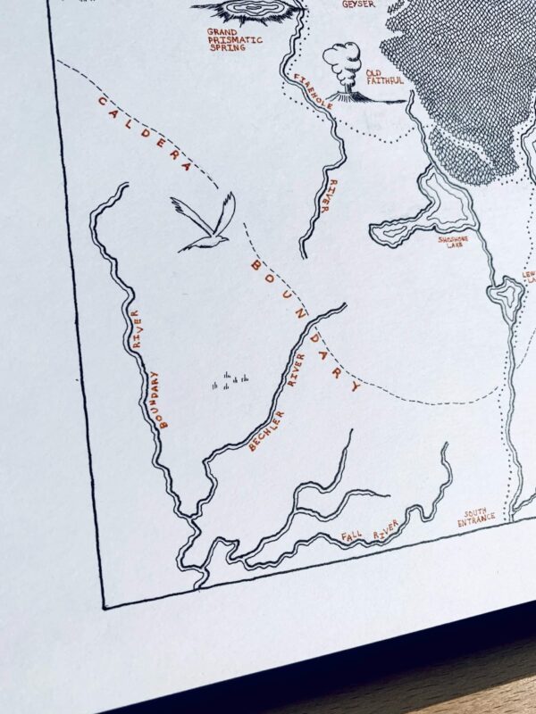 montana beyond hand drawn yellowstone national park map