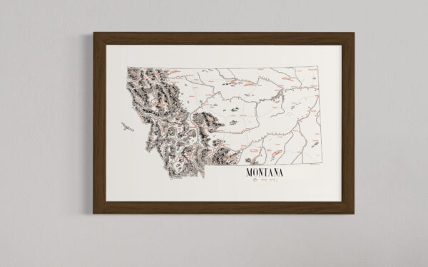 montana beyond hand drawn montana map