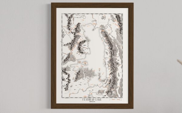 flathead lake montana map wall art