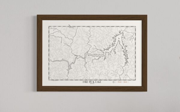 fort peck lake negative map wall art