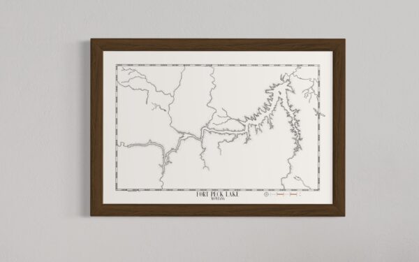 fort peck lake positive map wall art