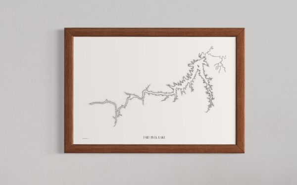 fort peck lake silhouette map wall art