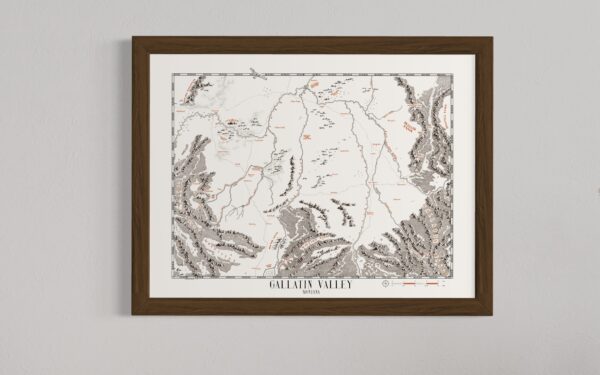 gallatin valley montana map wall art