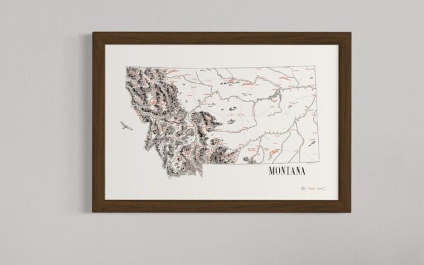 montana map wall art