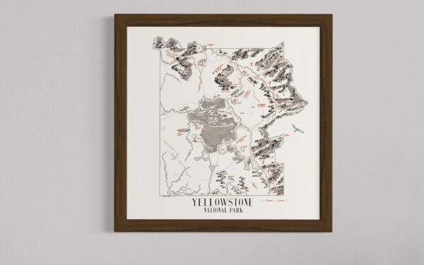 yellowstone national park map wall art